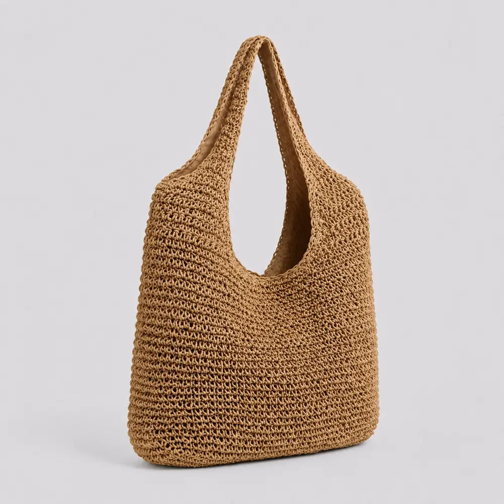 Sac à Main Amandine en raphia naturel – vue trois quarts
