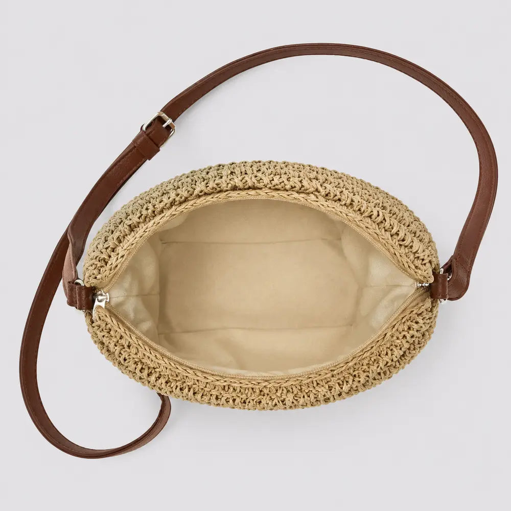 Sac bandoulière Naturel — Célia, vue ouverte de haut