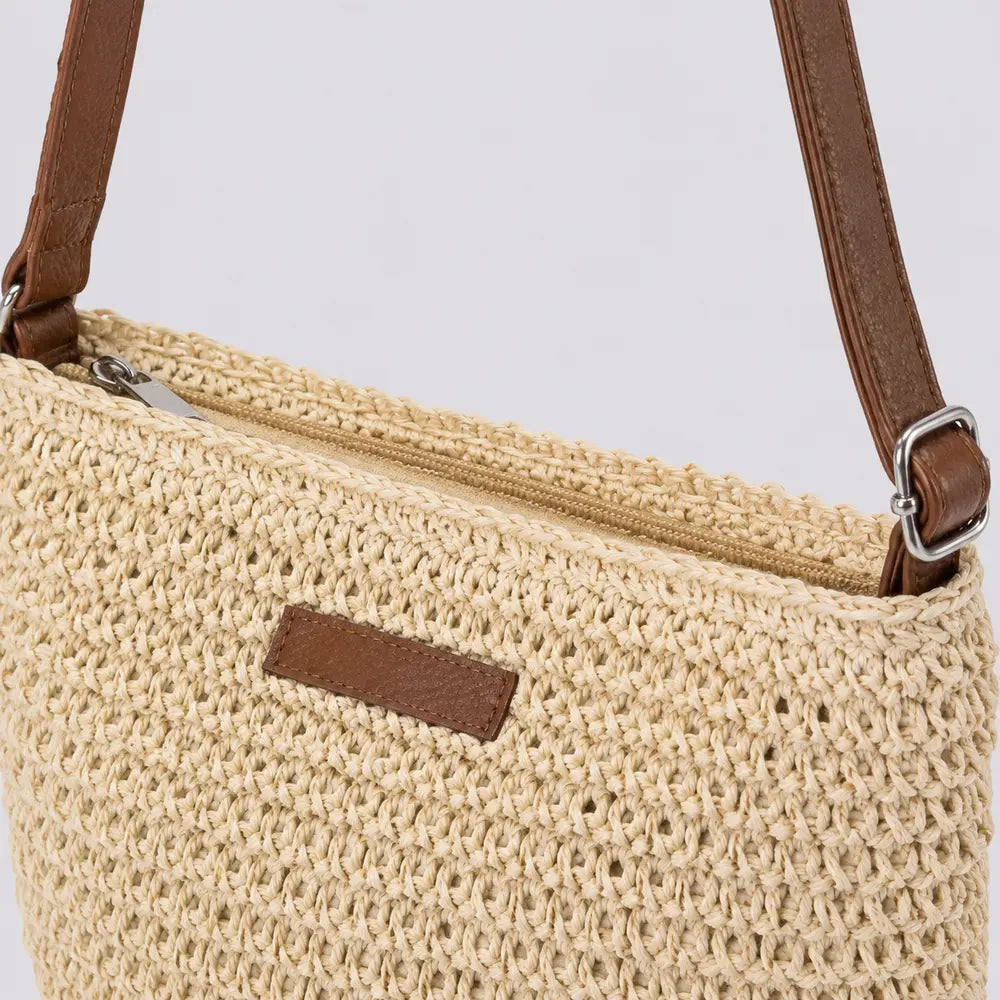 Sac bandoulière Naturel — Célia, détail de la fermeture et de la bandoulière