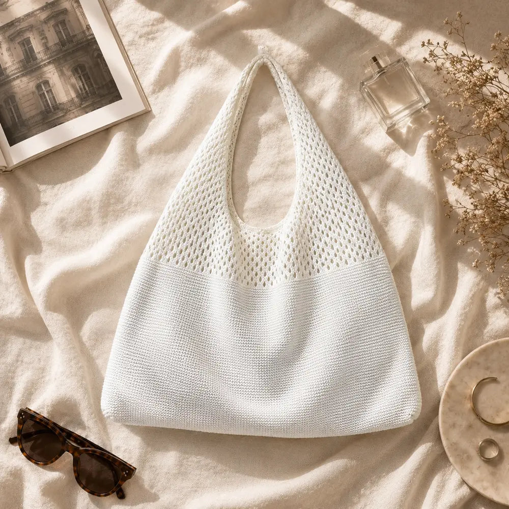 Sac cabas Blanc — Clara en flatlay éditorial ENNA