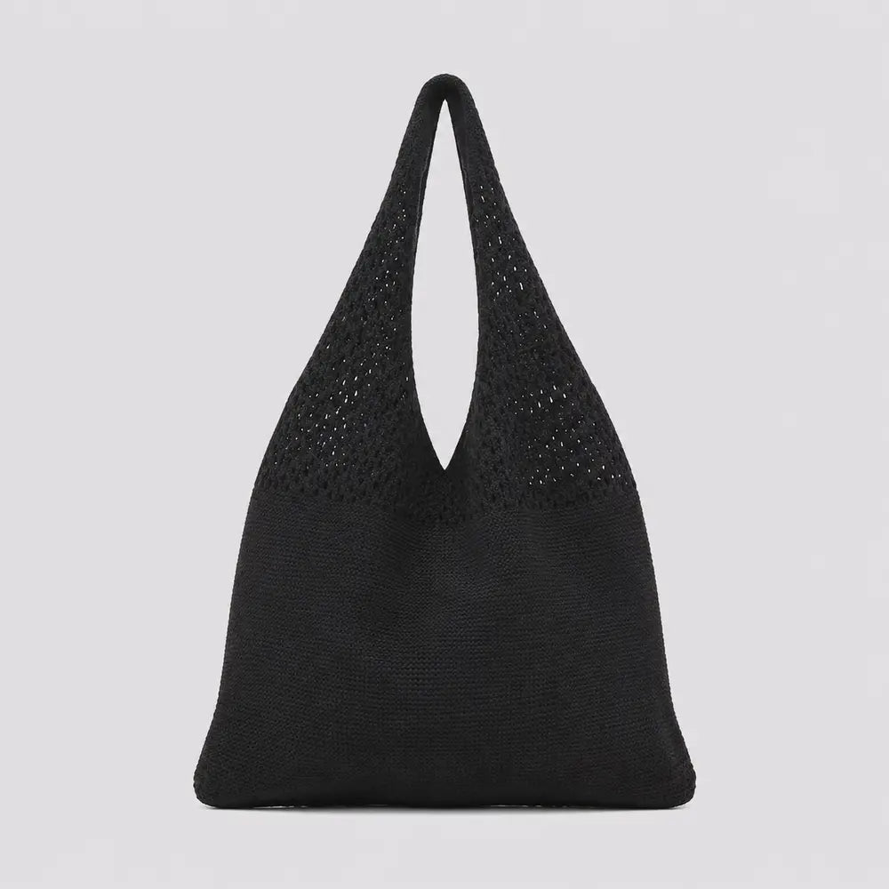 Sac cabas Noir — Clara, vue de face sur fond studio