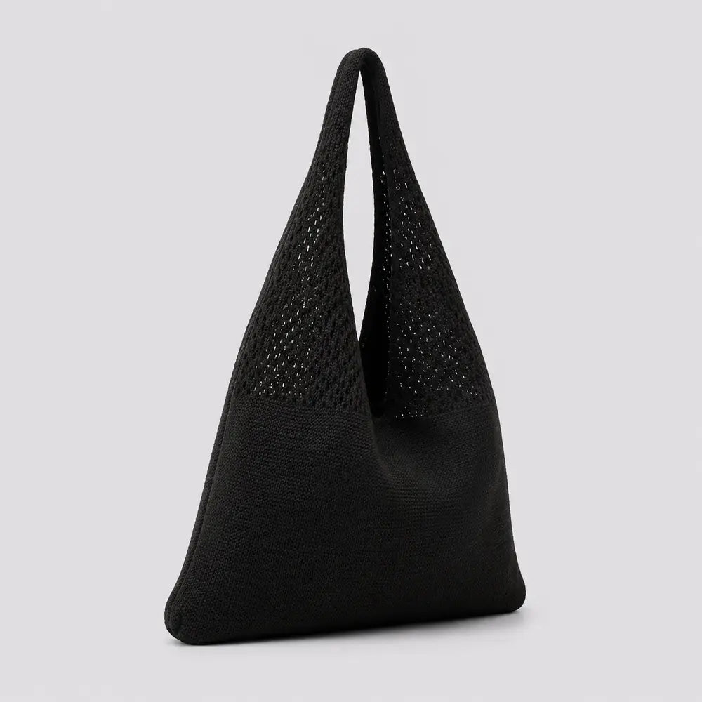Sac cabas Noir — Clara, vue trois-quarts sur fond studio