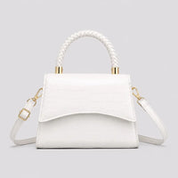 Petit sac à main effet crocodile Agathe blanc, vue de face