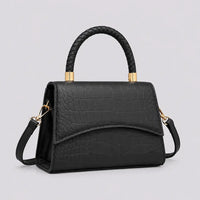 Petit sac à main effet crocodile Agathe noir, vue trois quarts