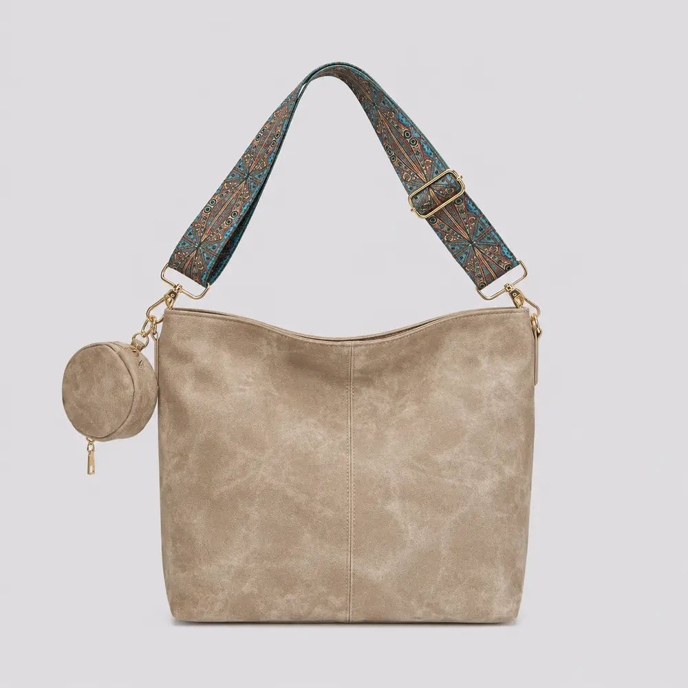 Sac bandoulière vintage Aliénor kaki, vue de face