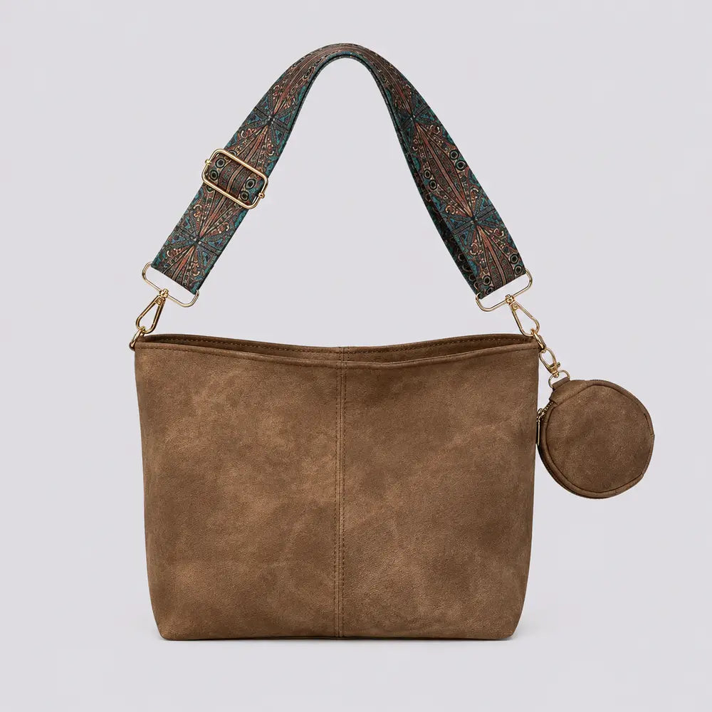 Sac bandoulière vintage Aliénor marron, vue de face