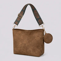 Sac bandoulière vintage Aliénor marron, vue trois quarts