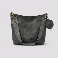 Sac bandoulière vintage Aliénor noir, vue de face