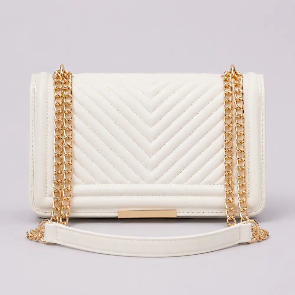 Petit sac bandoulière Anaëlle Blanc cassé, vue de face
