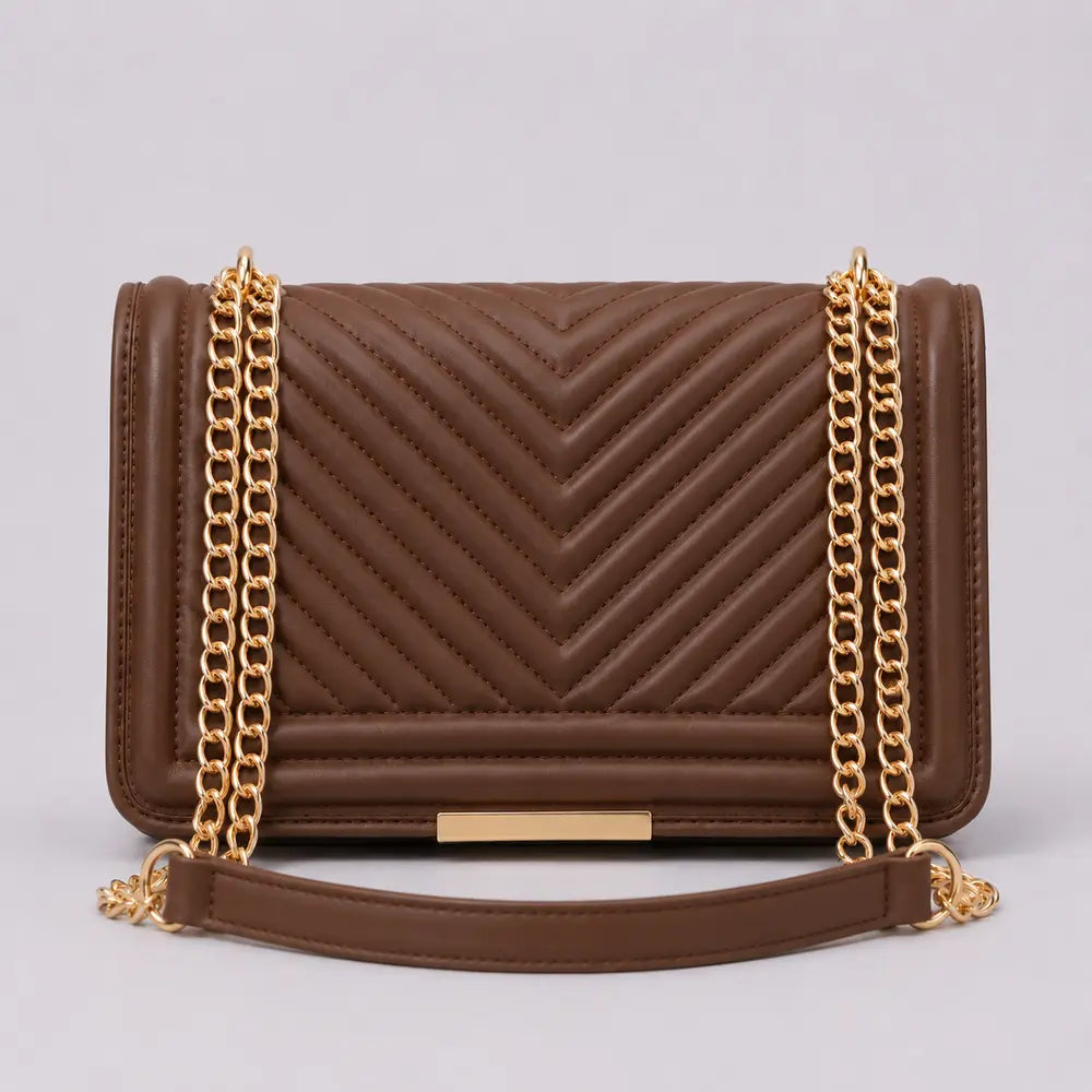 Petit sac bandoulière Anaëlle Marron foncé, vue de face