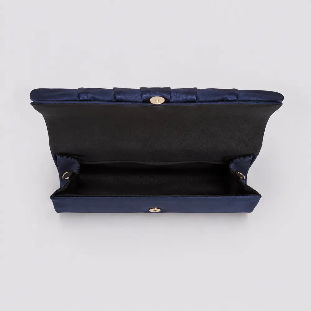 Pochette de soirée Clothilde bleu marine, vue ouverte de dessus