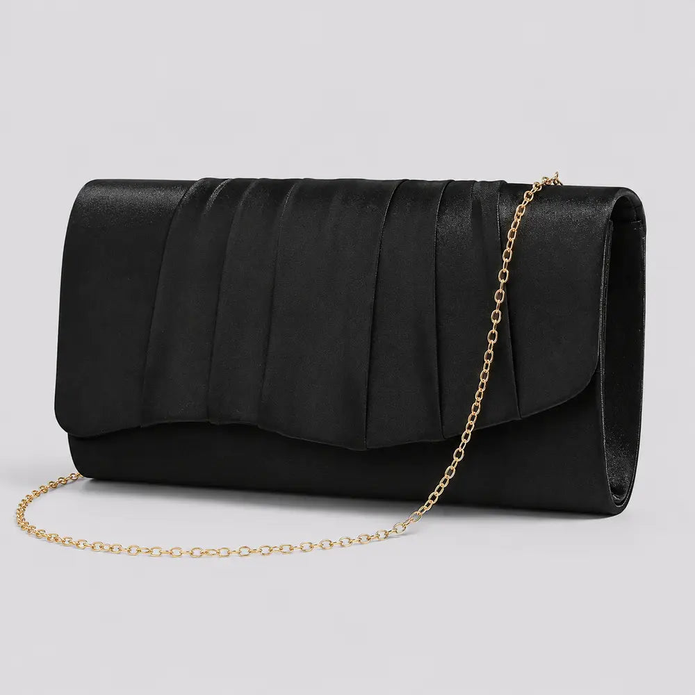Pochette de soirée Clothilde noire, vue trois quarts