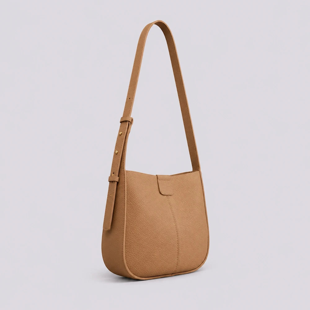 Sac bandoulière Camel — Aveline, vue de profil — ENNA PARIS