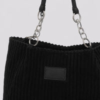 Sac à main Daphné Noir, détail de la chaîne argentée et des anses