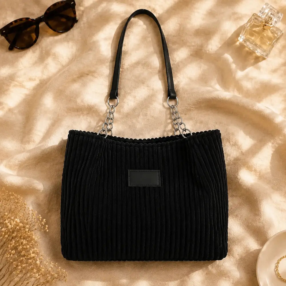 Sac à main Daphné Noir, packshot premium flatlay