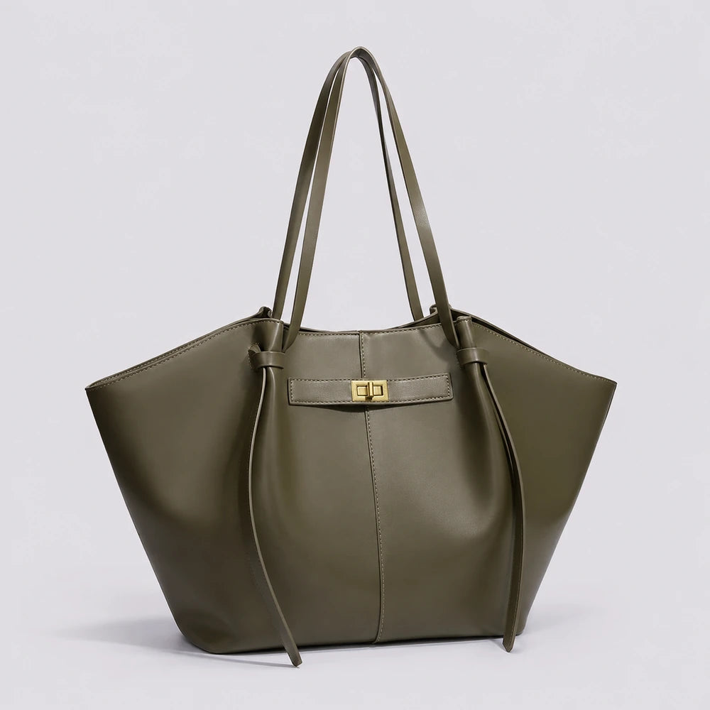Sac cabas Kaki — Eudoxie, vue trois-quarts — ENNA PARIS