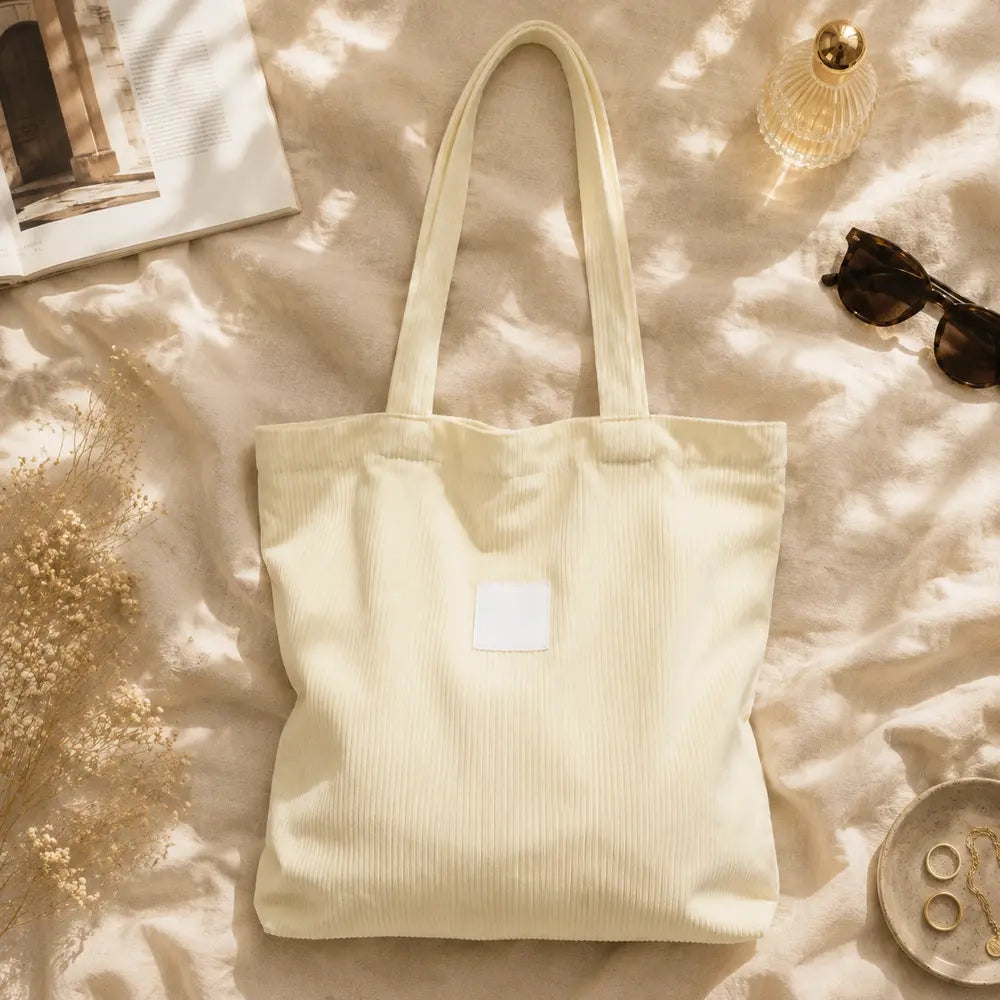 Sac cabas Mélina Crème, packshot premium flatlay