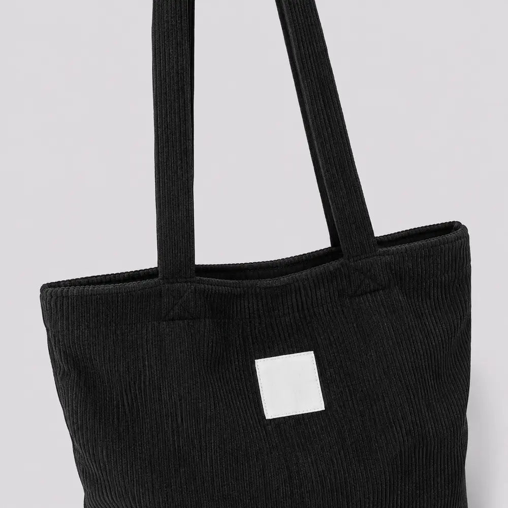 Sac cabas Mélina Noir, détail des anses et de la finition