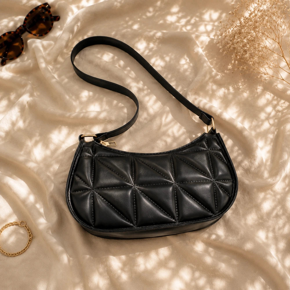 Petit sac à main Noir — Mélusine, flatlay premium — ENNA PARIS