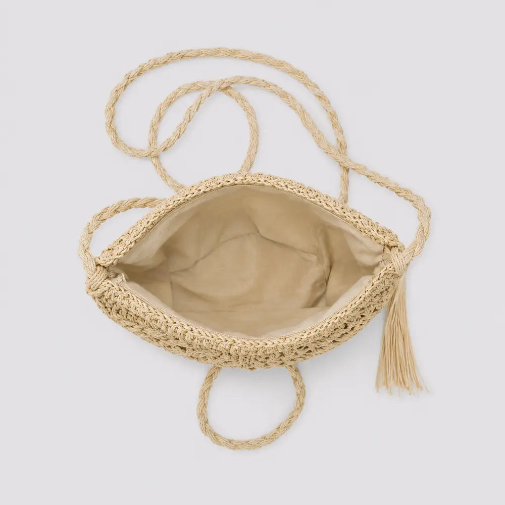 Petit sac à main Beige — Esmée ouvert, vue de dessus