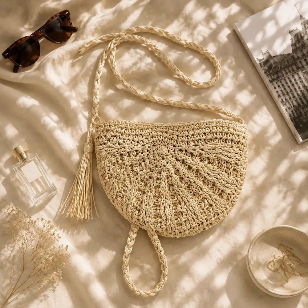 Petit sac à main Beige — Esmée en flatlay éditorial ENNA