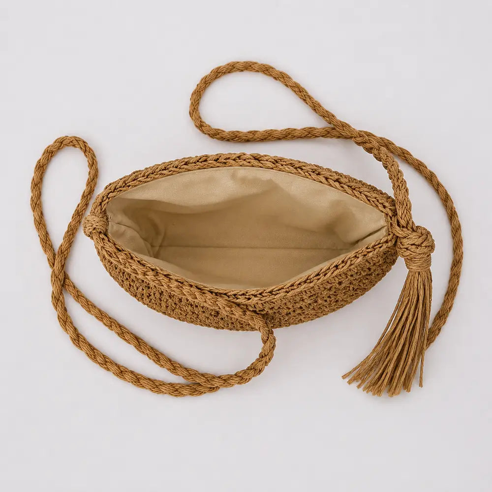 Petit sac à main Marron — Esmée, ouvert, vue de dessus