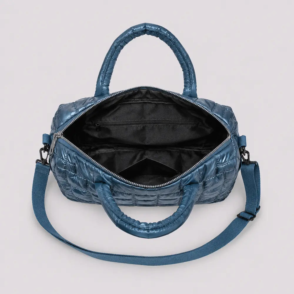 Sac cabas Eulalie bleu, vue ouverte de dessus