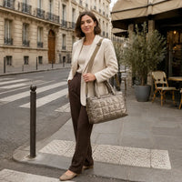 Sac cabas Eulalie champagne, porté lifestyle