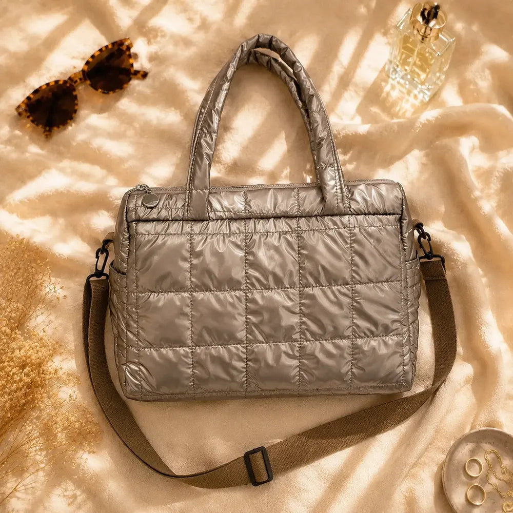 Sac cabas Eulalie champagne, flatlay premium