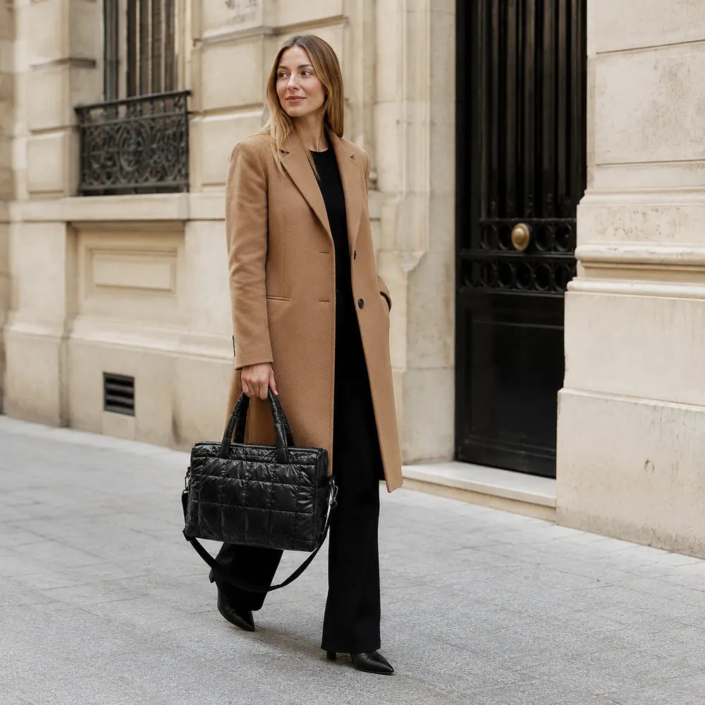 Sac cabas Eulalie noir, porté lifestyle