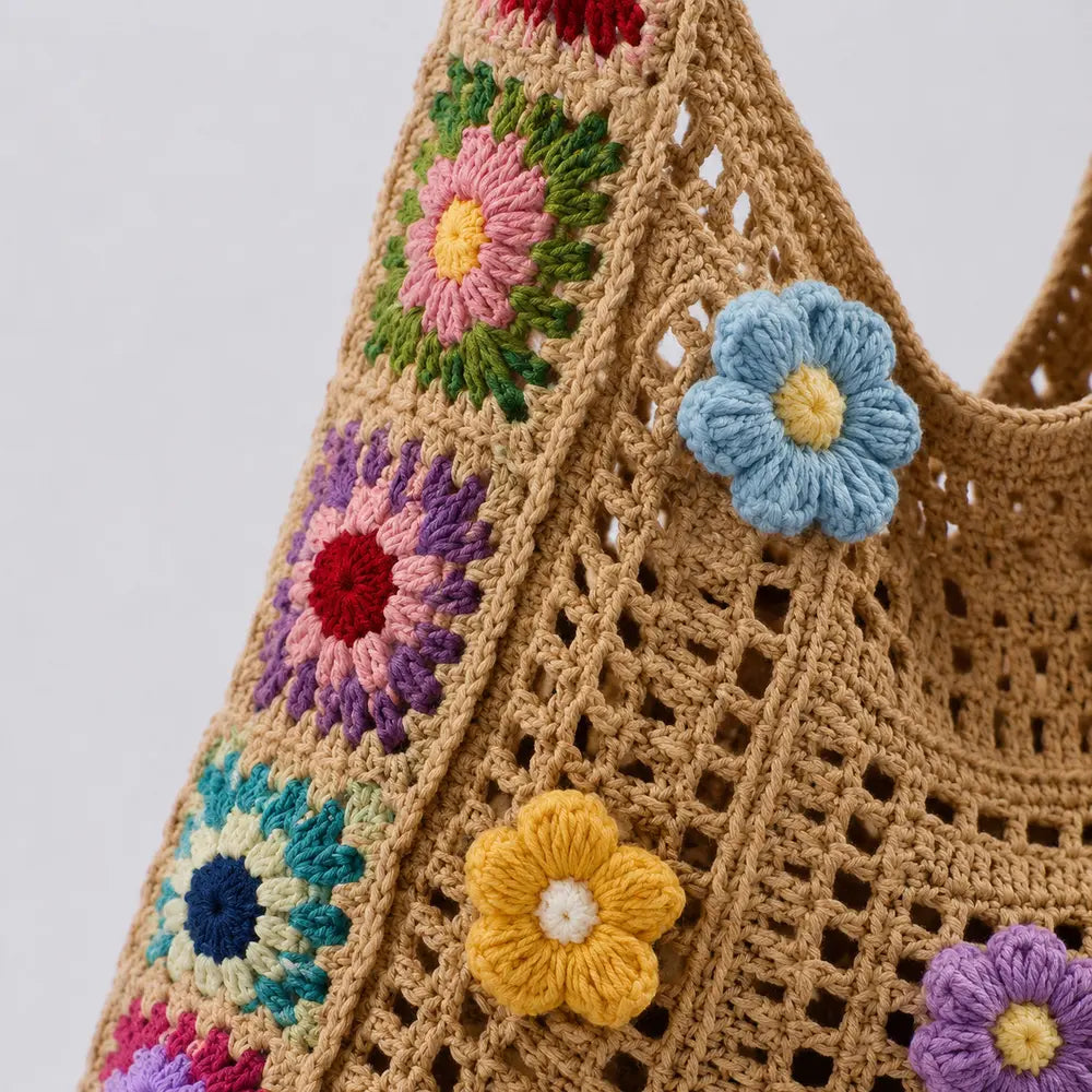 Sac hobo en crochet — Garance, zoom détail distinctif
