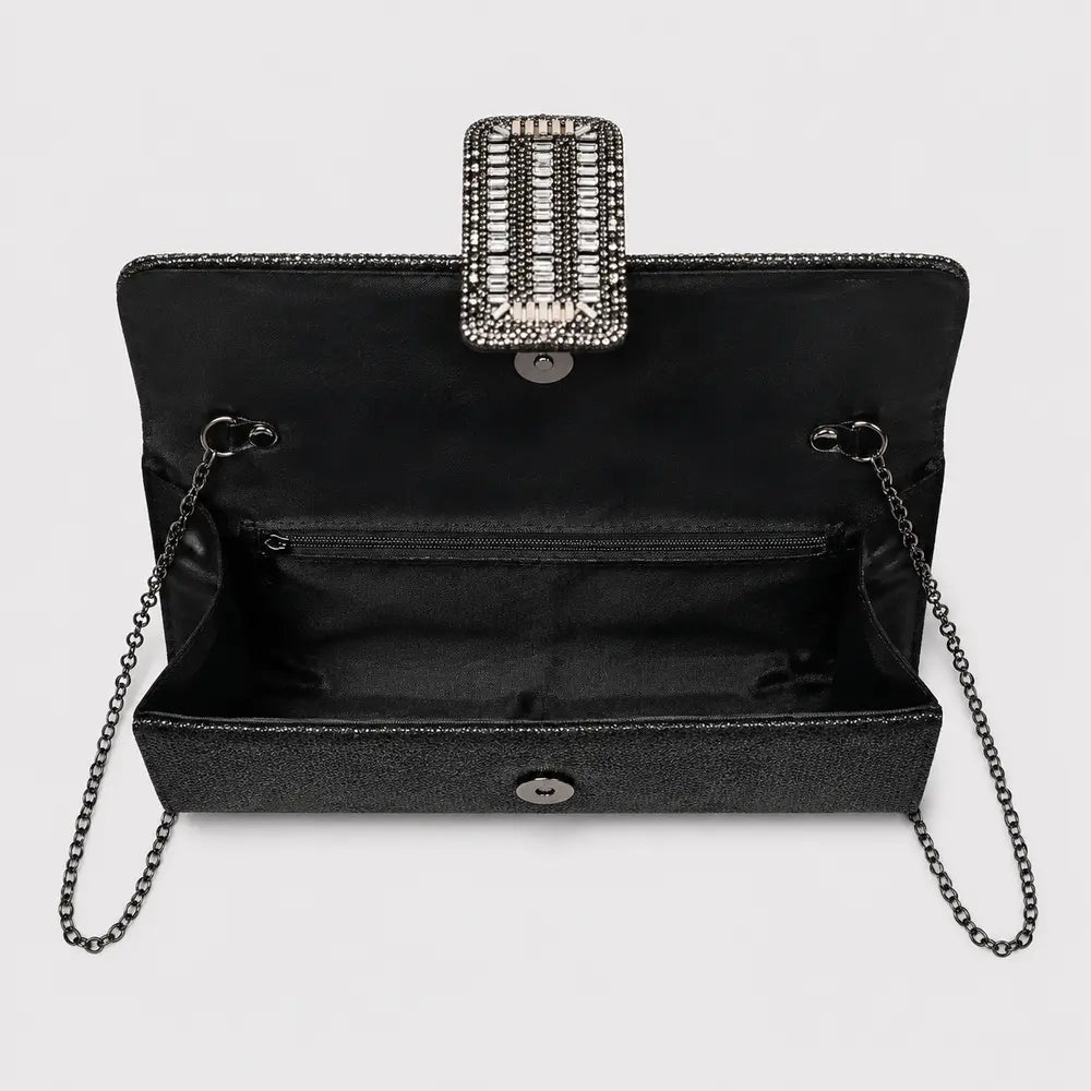 Pochette de soirée — Isaline Noir, vue ouverte de dessus