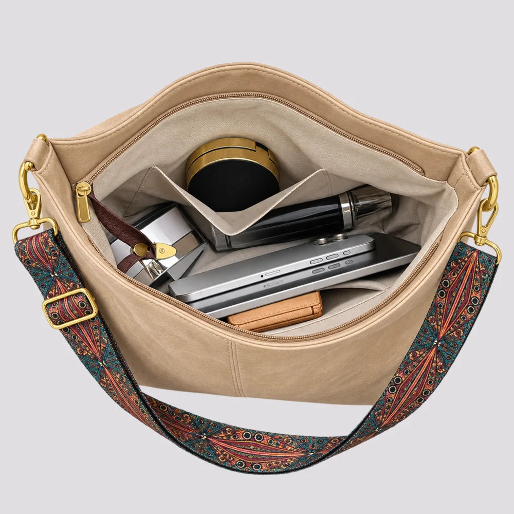 Sac à main Beige — Margaux, ouvert, vue de dessus