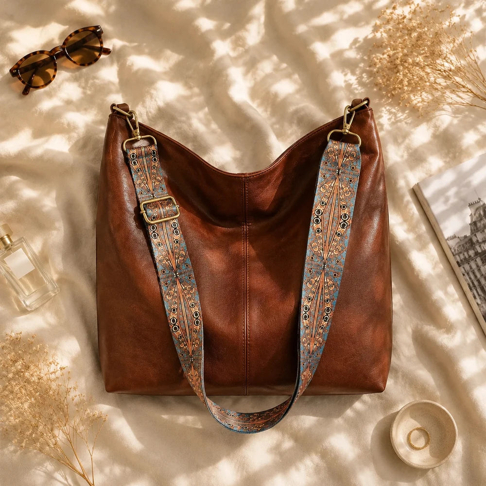 Sac à main Marron — Margaux, flatlay éditorial ENNA