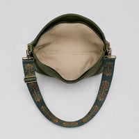 Sac à main Vert kaki — Margaux, ouvert, vue de dessus