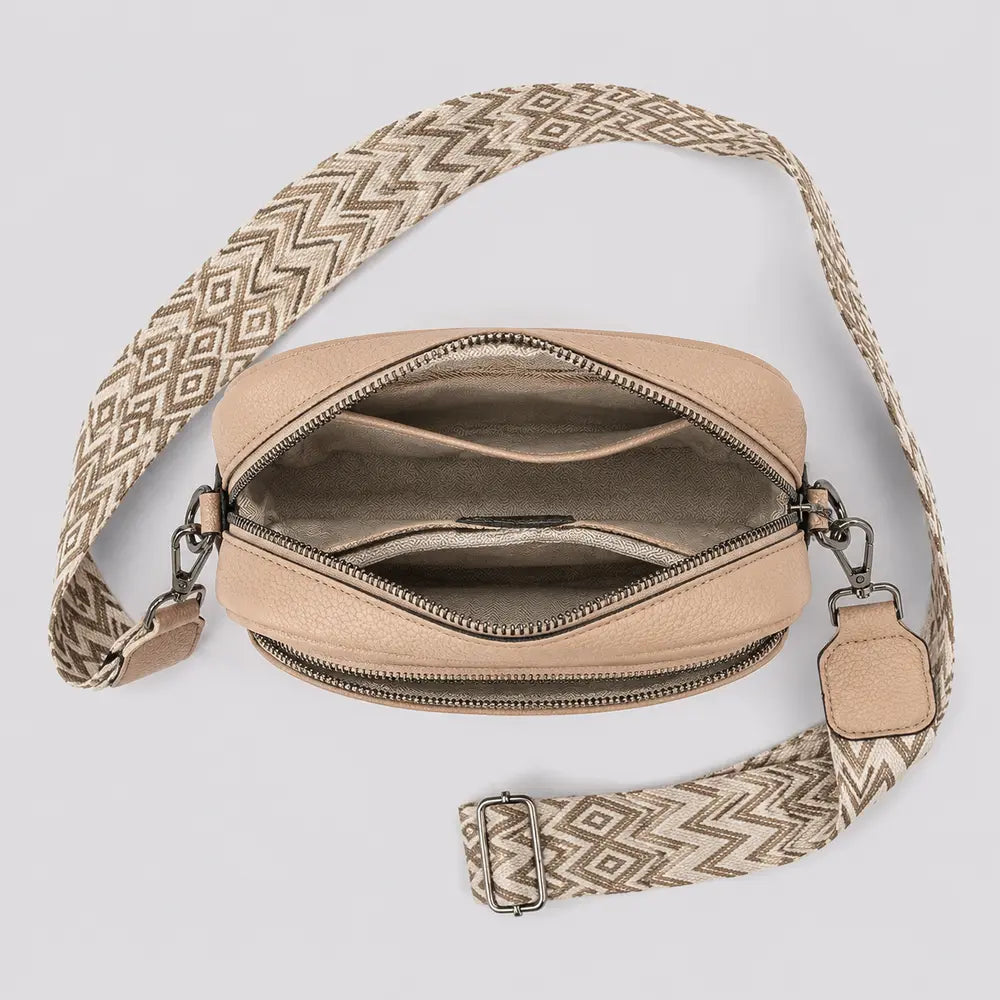 Petit sac à main Beige — Mylène, ouvert, vue de dessus