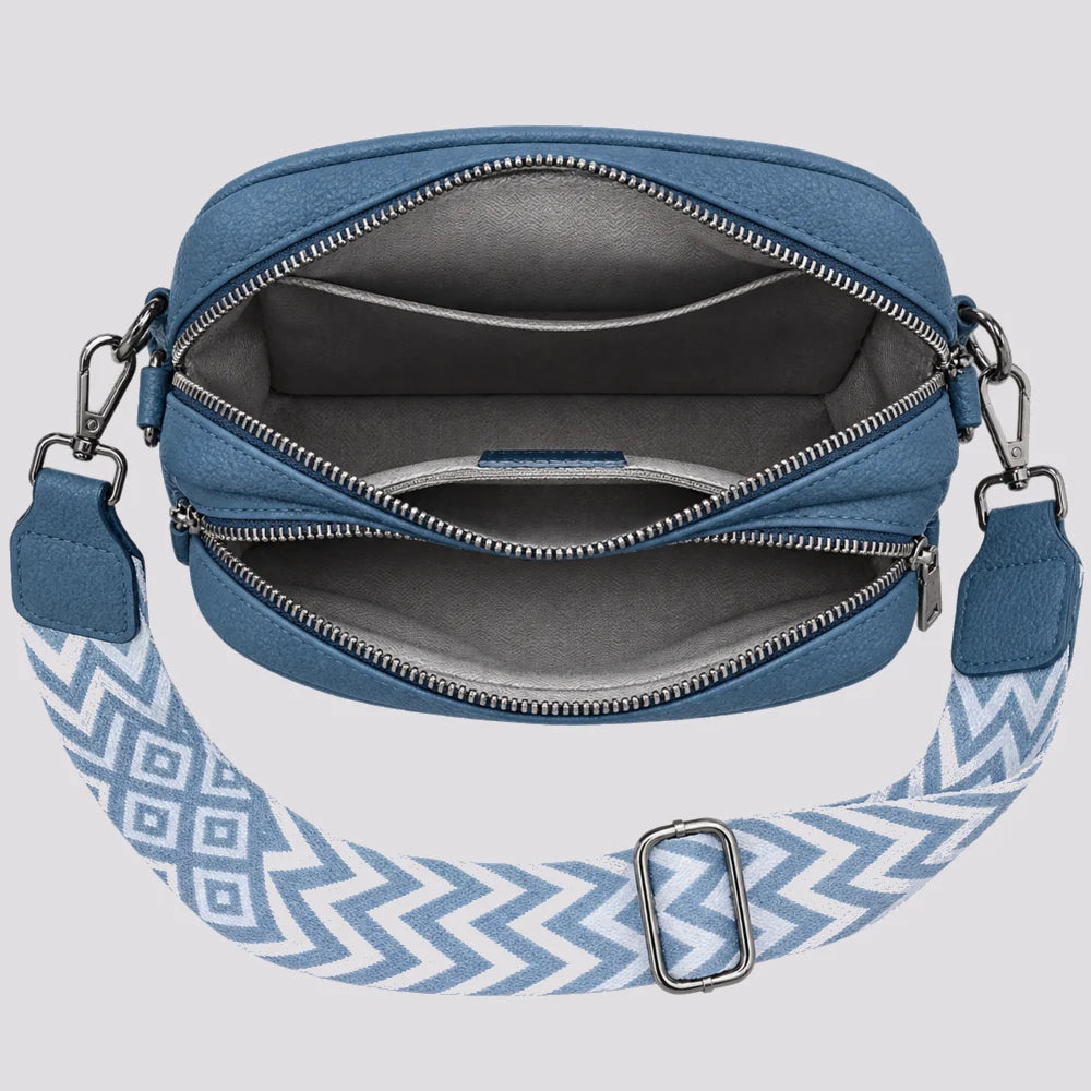 Petit sac à main Bleu — Mylène, ouvert, vue de dessus