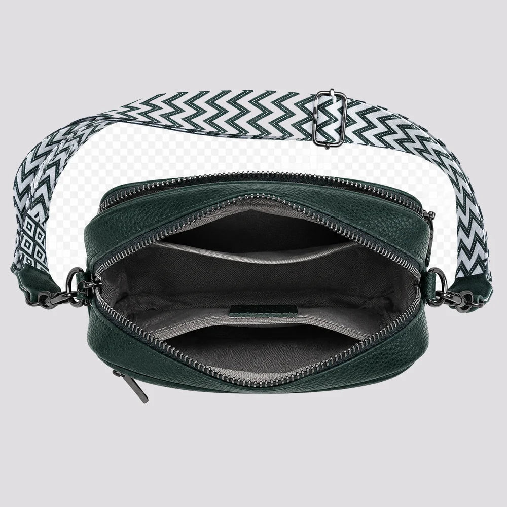 Petit sac à main Vert foncé — Mylène, ouvert, vue de dessus