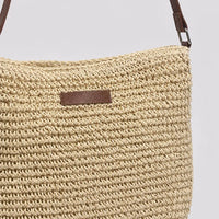 Sac bandoulière Ondine beige, zoom sur la matière tressée