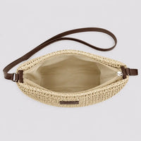 Sac bandoulière en paille Ondine beige, vue ouverte de haut