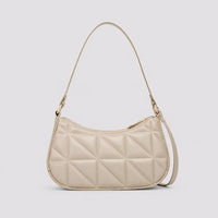 Petit sac à main beige Victoire, vue de face sur fond studio neutre