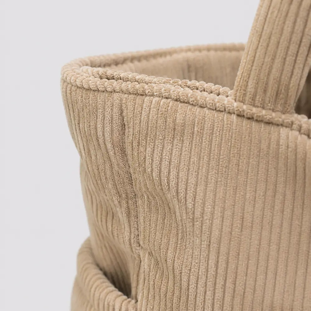 Sac à main Beige — Cléophée, zoom sur la velours côtelé