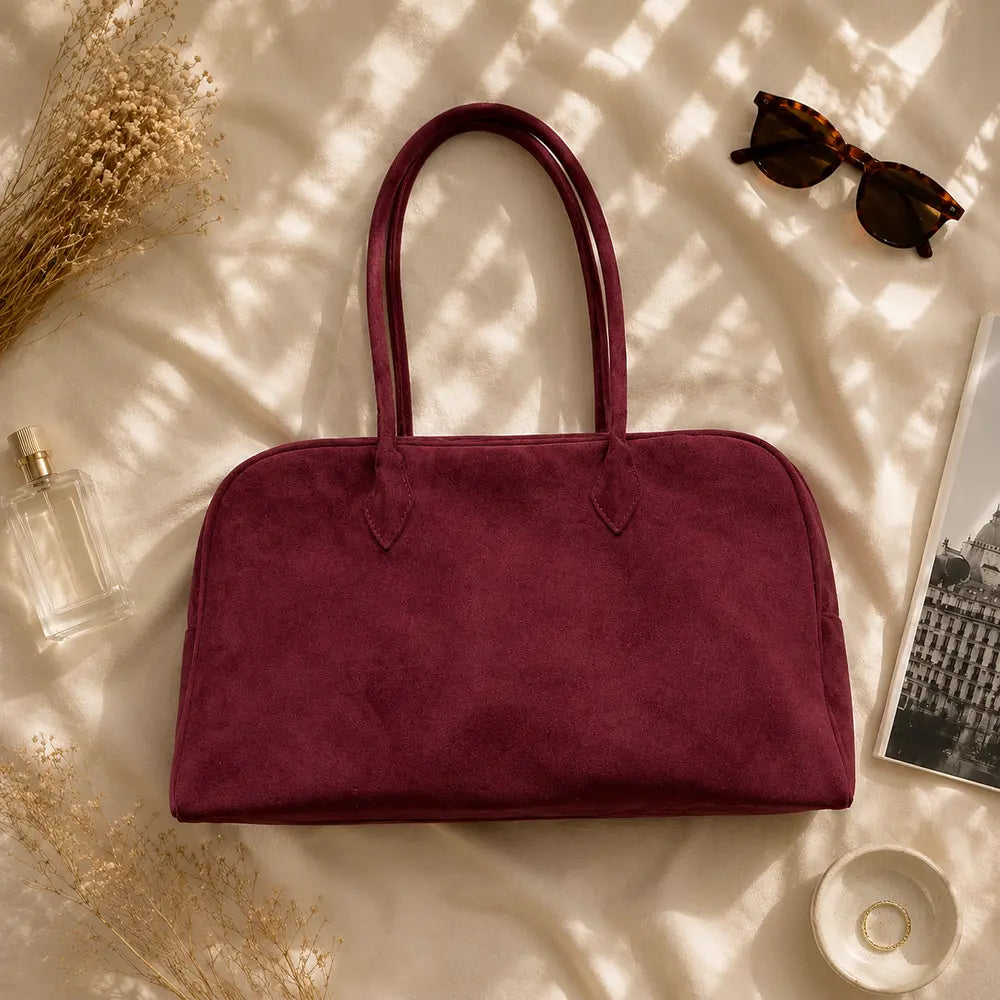 Sac à main Bordeaux — Ombeline, flatlay premium ENNA