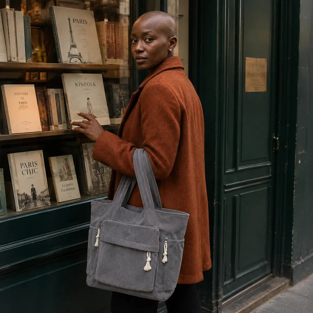 Sac à main Gris — Cléophée, porté lifestyle à Paris