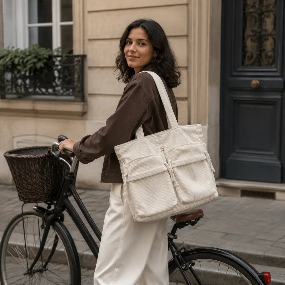 Sac à main Ivoire — Cléophée, porté lifestyle à Paris