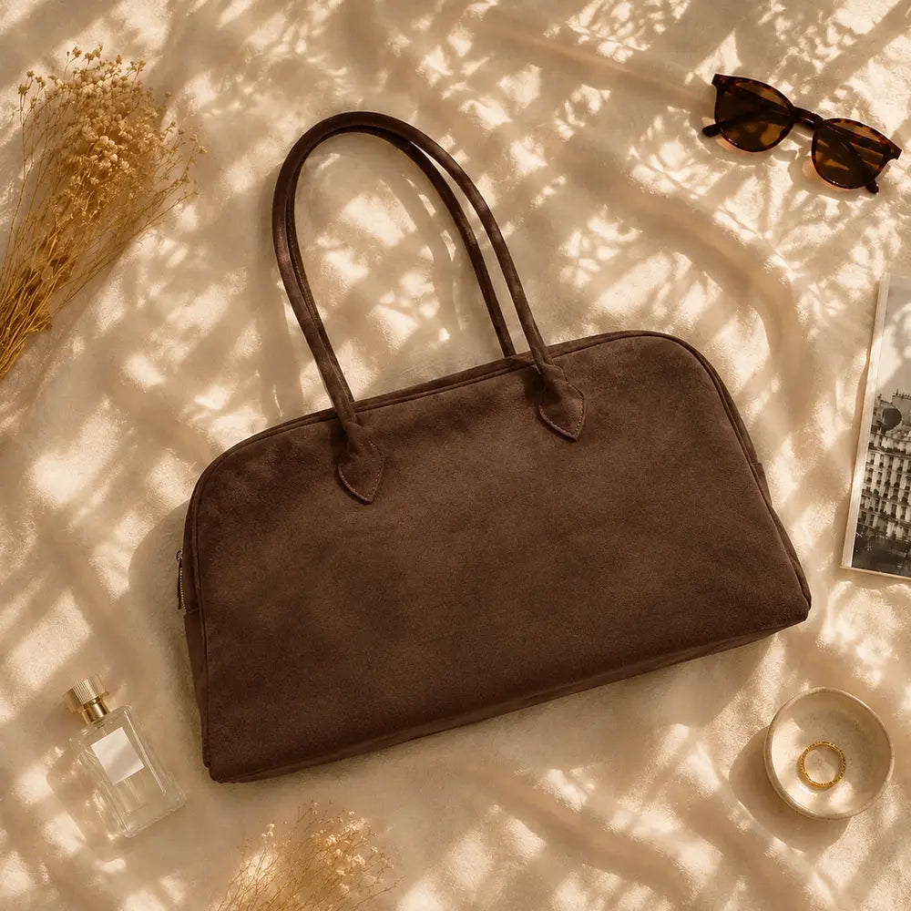 Sac à main Marron — Ombeline, flatlay premium ENNA