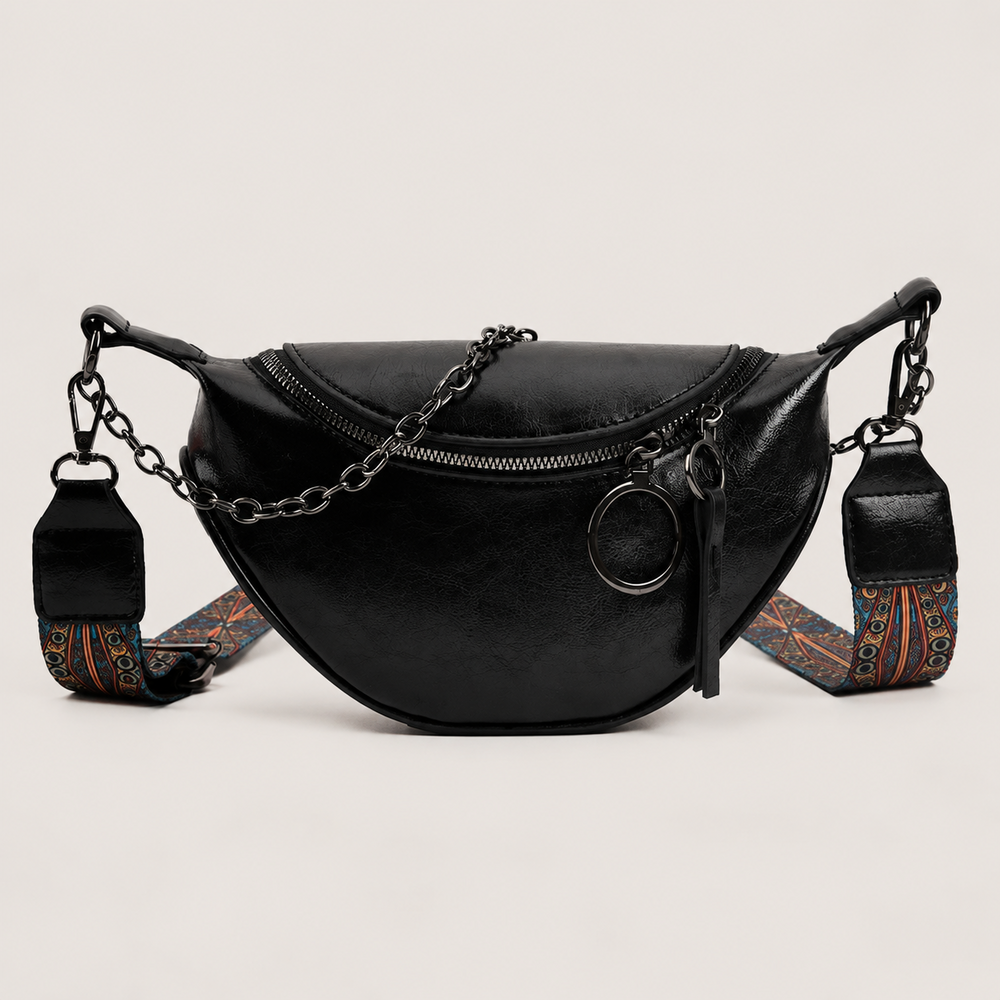 Sac banane femme avec chaîne noir – vue de face
