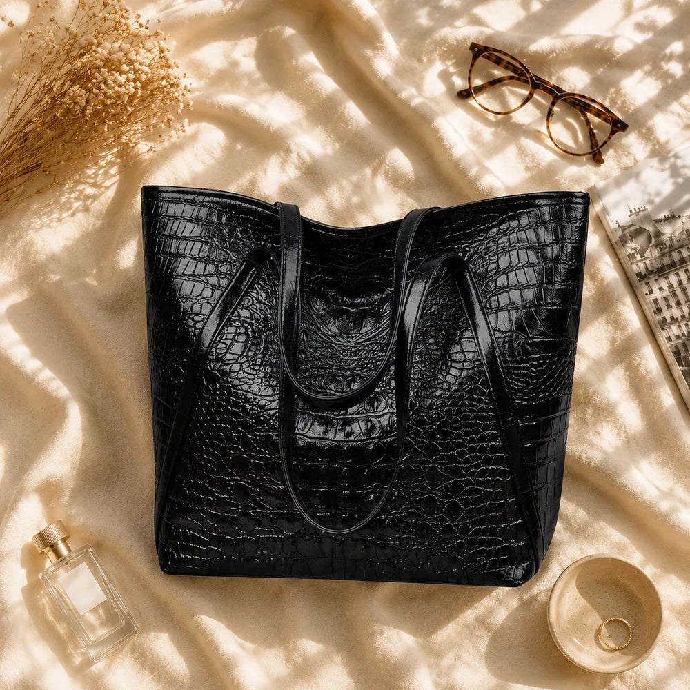 Sac à main Noir — Arielle, flatlay éditorial ENNA